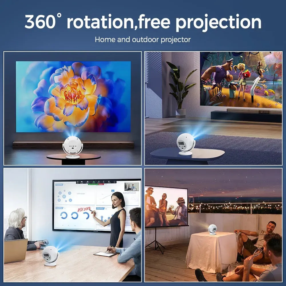 White 5G 4K Smart LED Projector in Black with Bluetooth and WiFi for Home Theater — product image 9