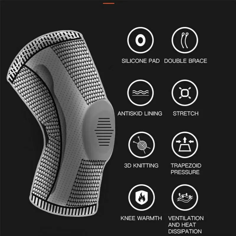 Breathable Knee Support Compression Sleeve – Grey, XL
