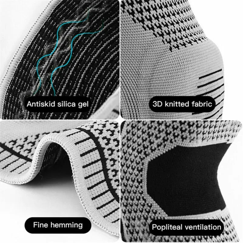 Breathable Knee Support Compression Sleeve – Grey, XL