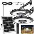 Solar Motion-Sensor Dual-Head Outdoor LED Light – Two Solar Panels, Black — product image 1 of 10