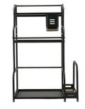 3-Tier Black Stainless Steel Kitchen Spice Rack Organiser with Adjustable Storage