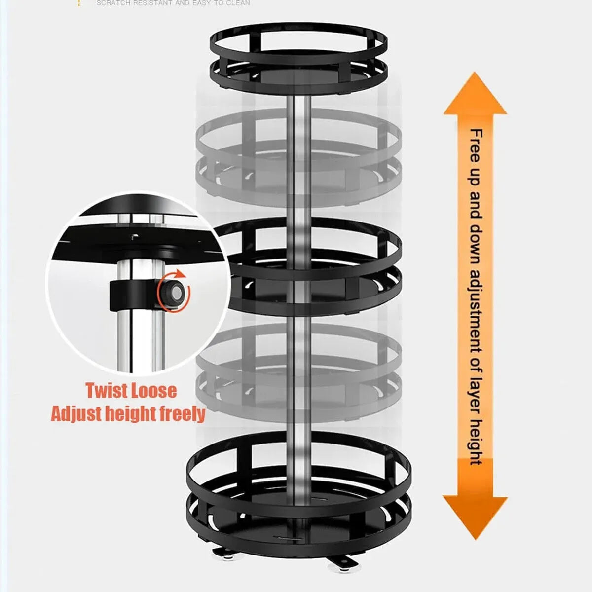Two-Tier Black Carbon Steel Rotating Spice Rack