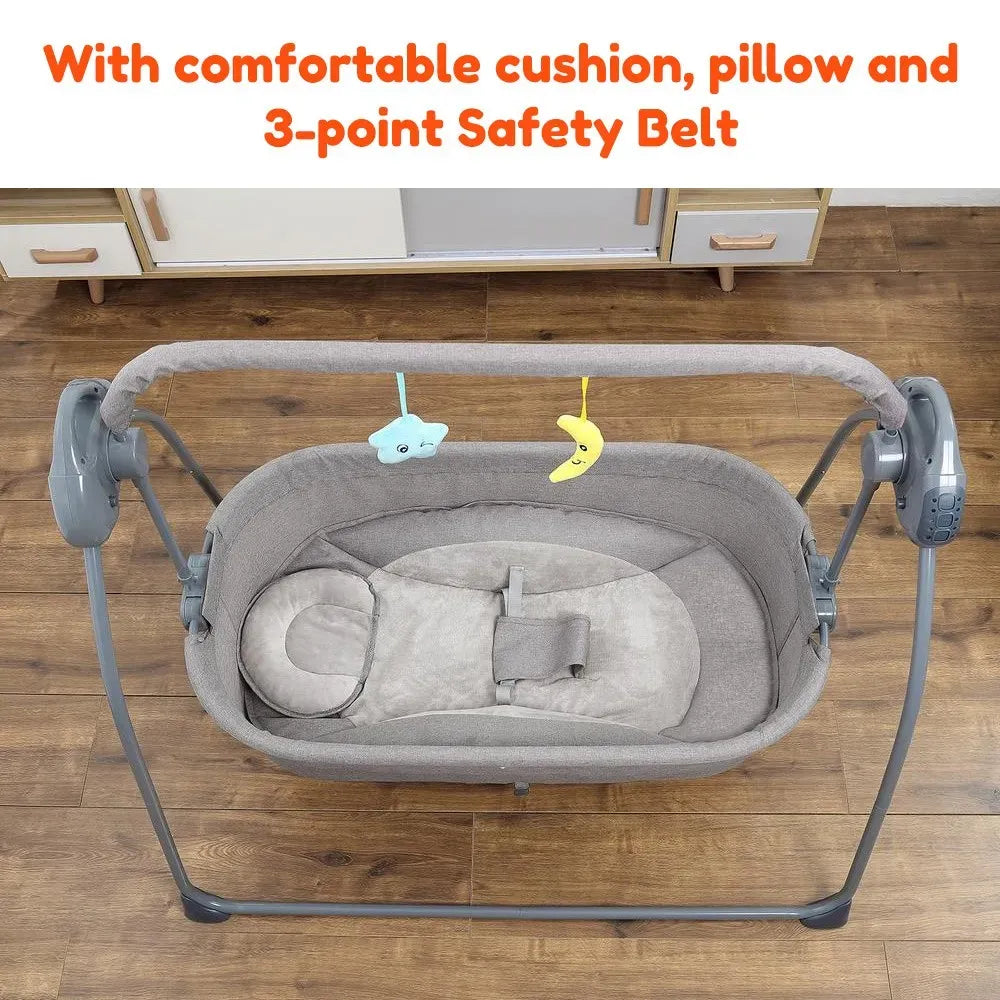 Electric Bassinet Crib Grey Baby Cradle with Lullabies and Remote Control — product image 5