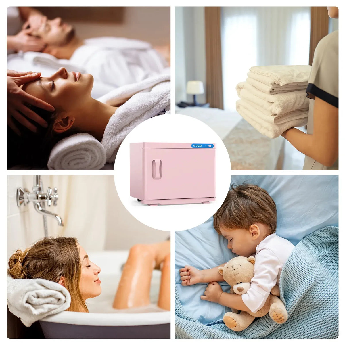 Pink 23L Hot Towel Warmer Cabinet with UV Sterilizer for Salon and Home Use — product image 2 of 10