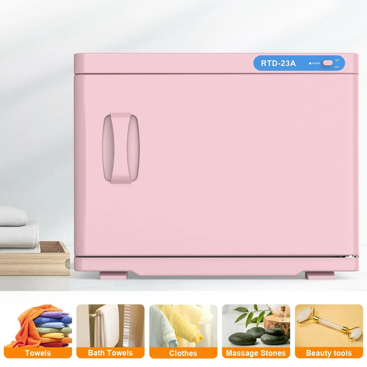Pink 23L Hot Towel Warmer Cabinet with UV Sterilizer for Salon and Home Use — product image 3 of 10