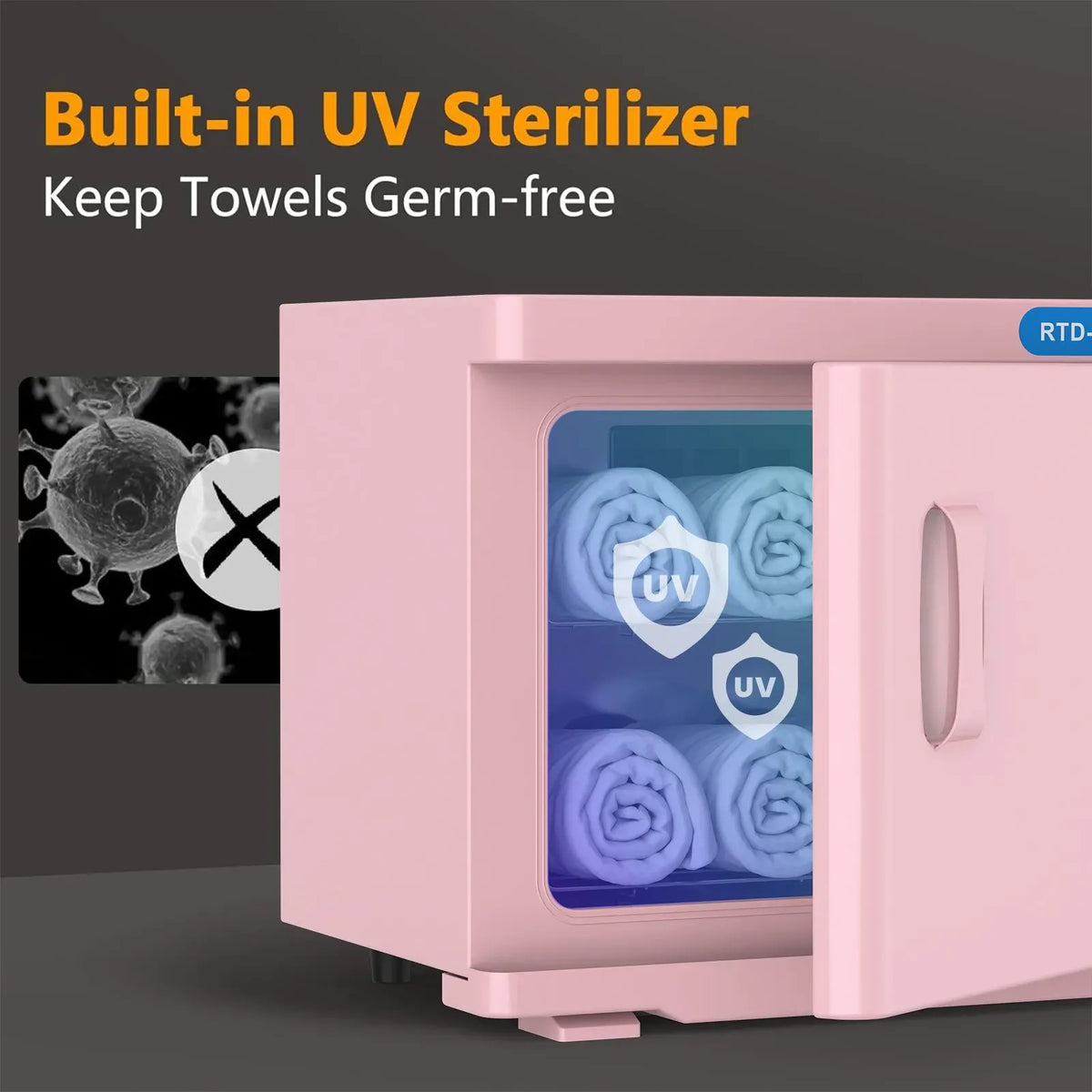 Pink 23L Hot Towel Warmer Cabinet with UV Sterilizer for Salon and Home Use — product image 6 of 10