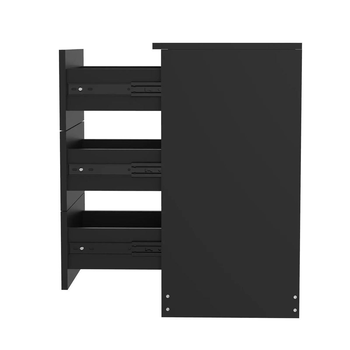 Modern Black Bedside Table with 3 Drawers – 38 × 35 × 66cm