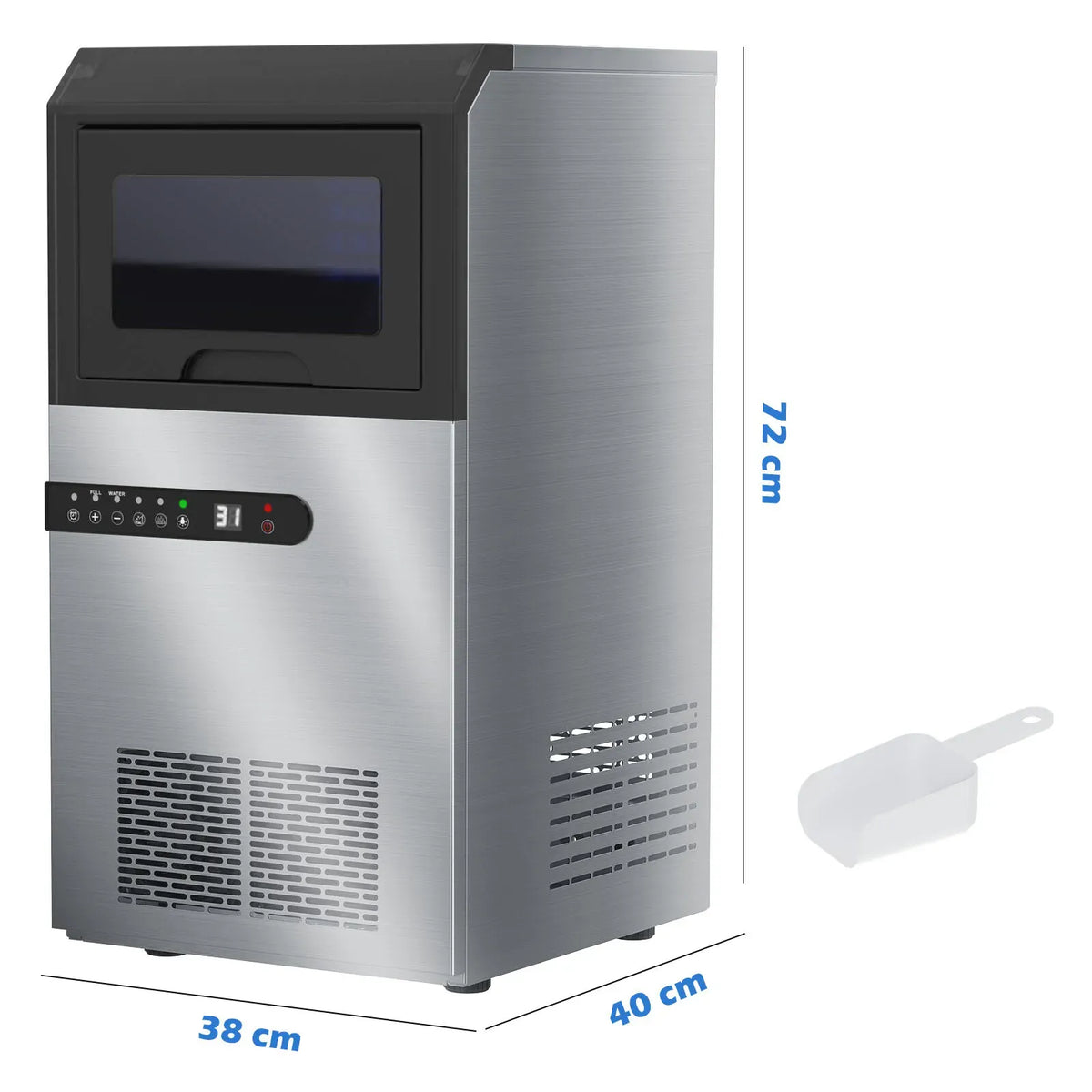 Commercial Stainless Steel Ice Maker – Up to 45 kg/Day, Silver