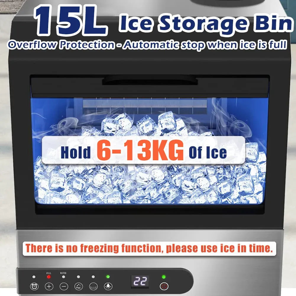 Commercial Stainless Steel Ice Maker – Up to 45 kg/Day, Silver