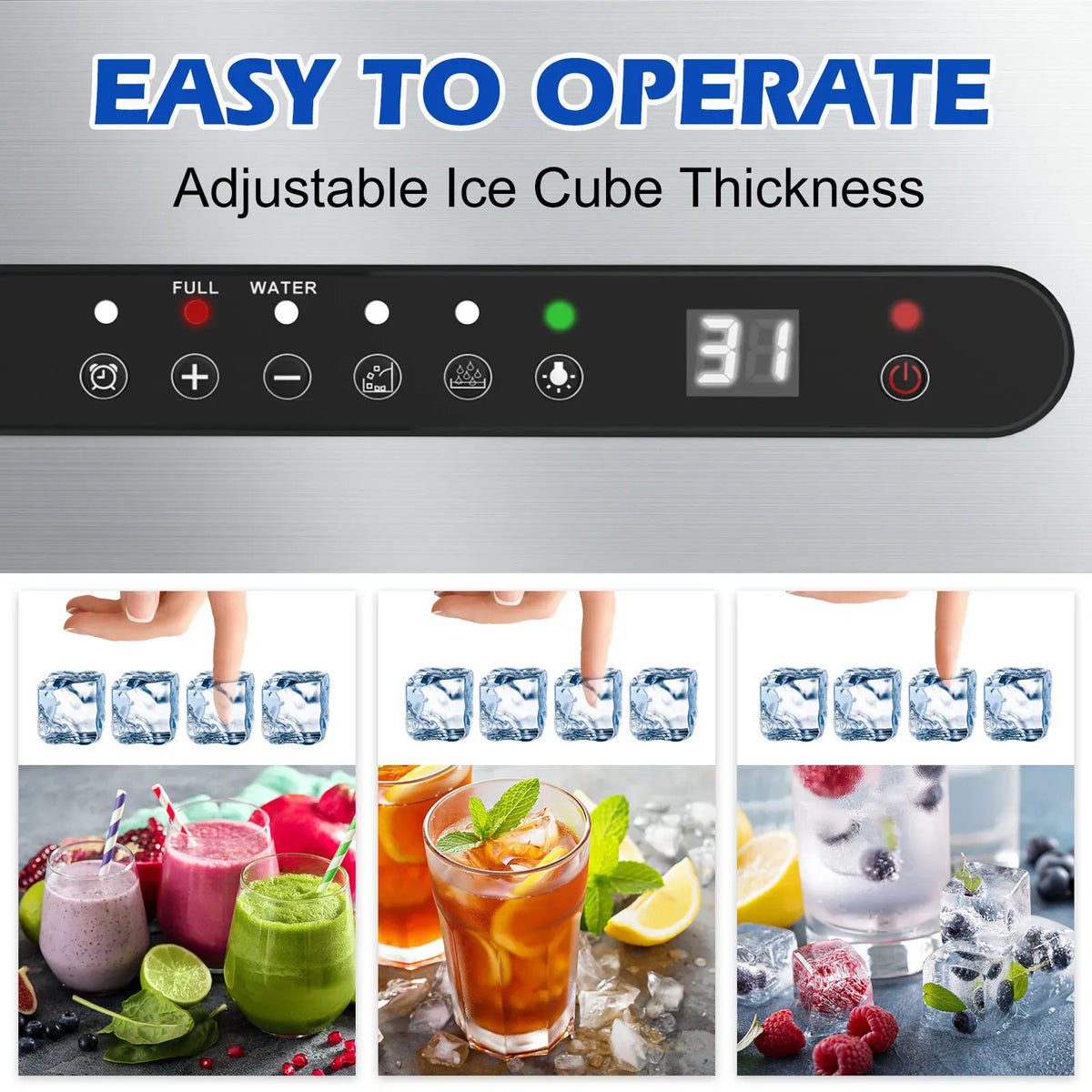 Commercial Stainless Steel Ice Maker – Up to 45 kg/Day, Silver
