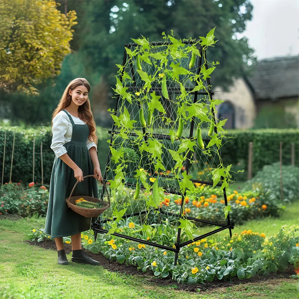 Heavy-Duty A-Frame Garden Trellis with Climbing Net, 105 × 105 × 176 cm