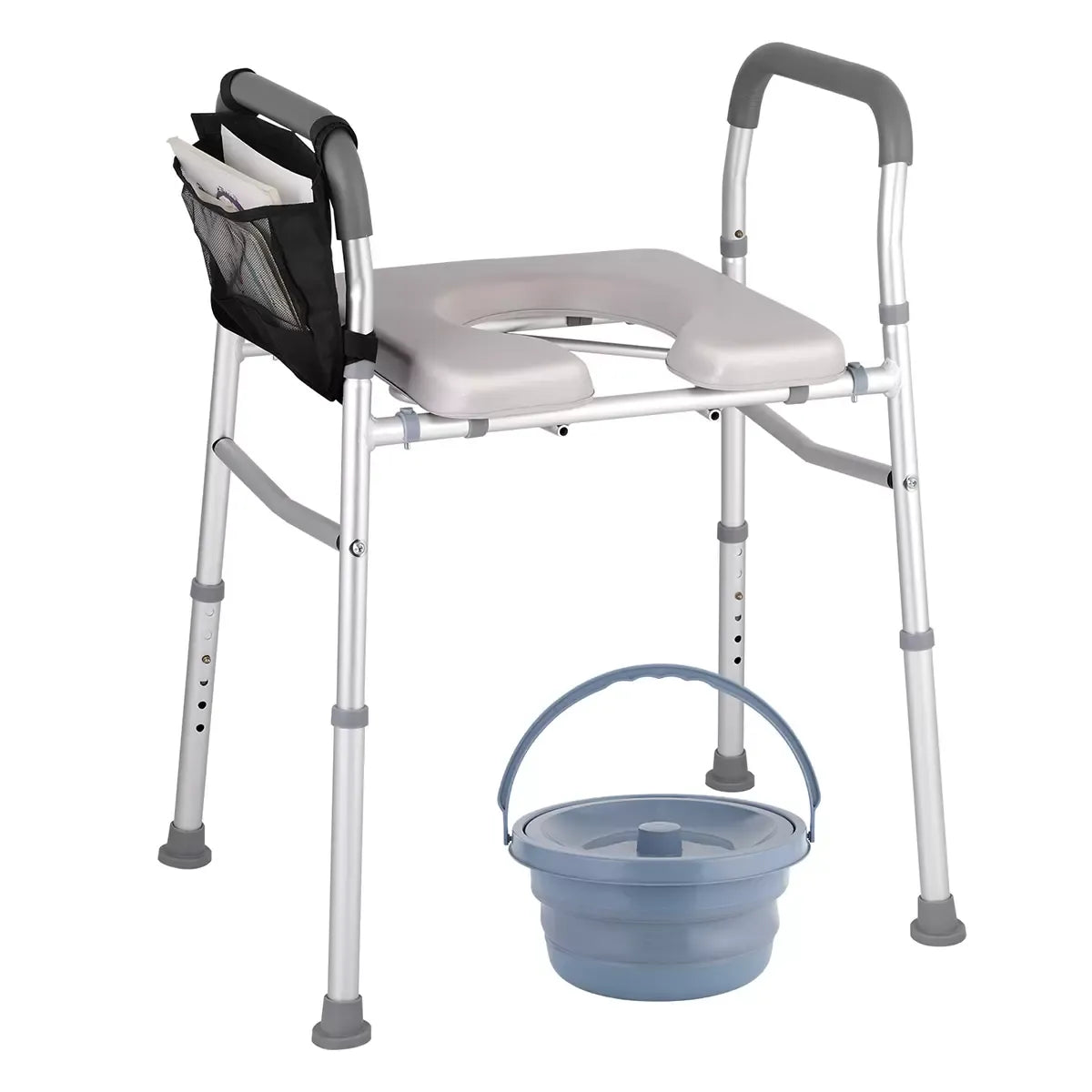 White 3-in-1 Adjustable Bedside Commode and Shower Chair – 135kg — product image 5