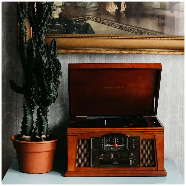 Wood Bluetooth Turntable With AM/FM Radio, CD Player, Paprika — product image 5
