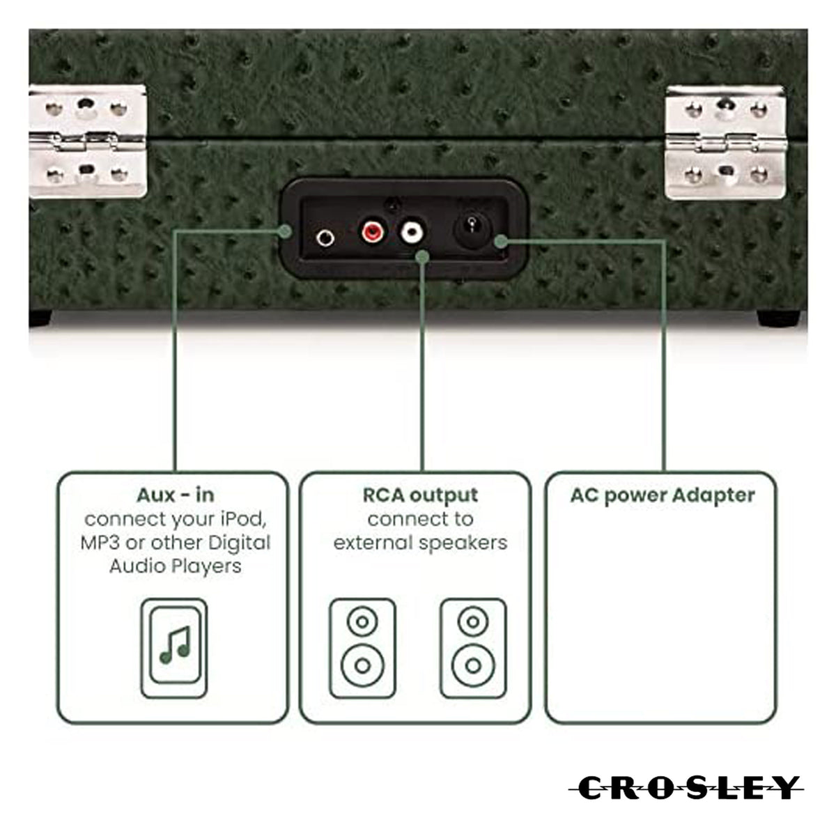 Crosley Cruiser Plus Bluetooth Turntable 3 Speed Ostrich Green — product image 5