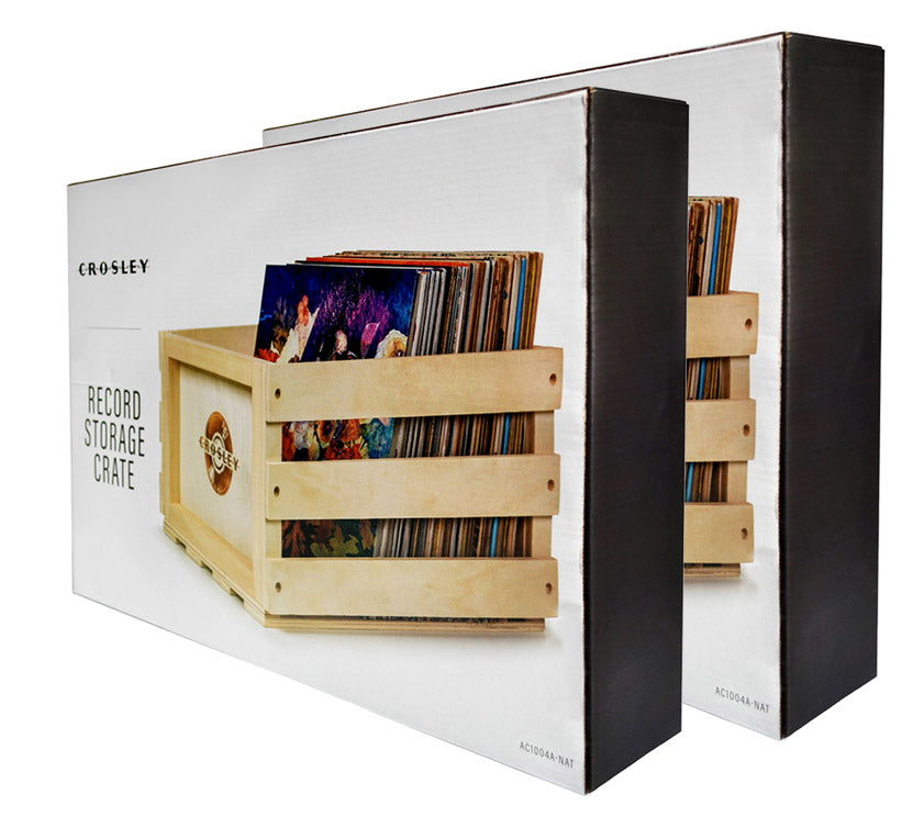 Twin Pack Crosley Vinyl LP Record Storage Crate Natural Wood — product image 5