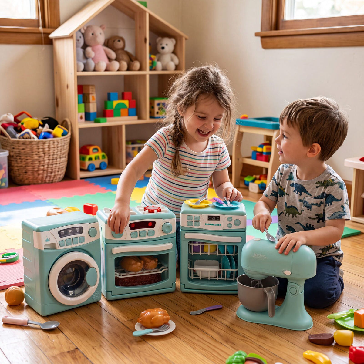 4 Piece Home Appliance Toy Mixer, Washing Machine, Oven & Dishwasher, With Lights & Sound — product image 2