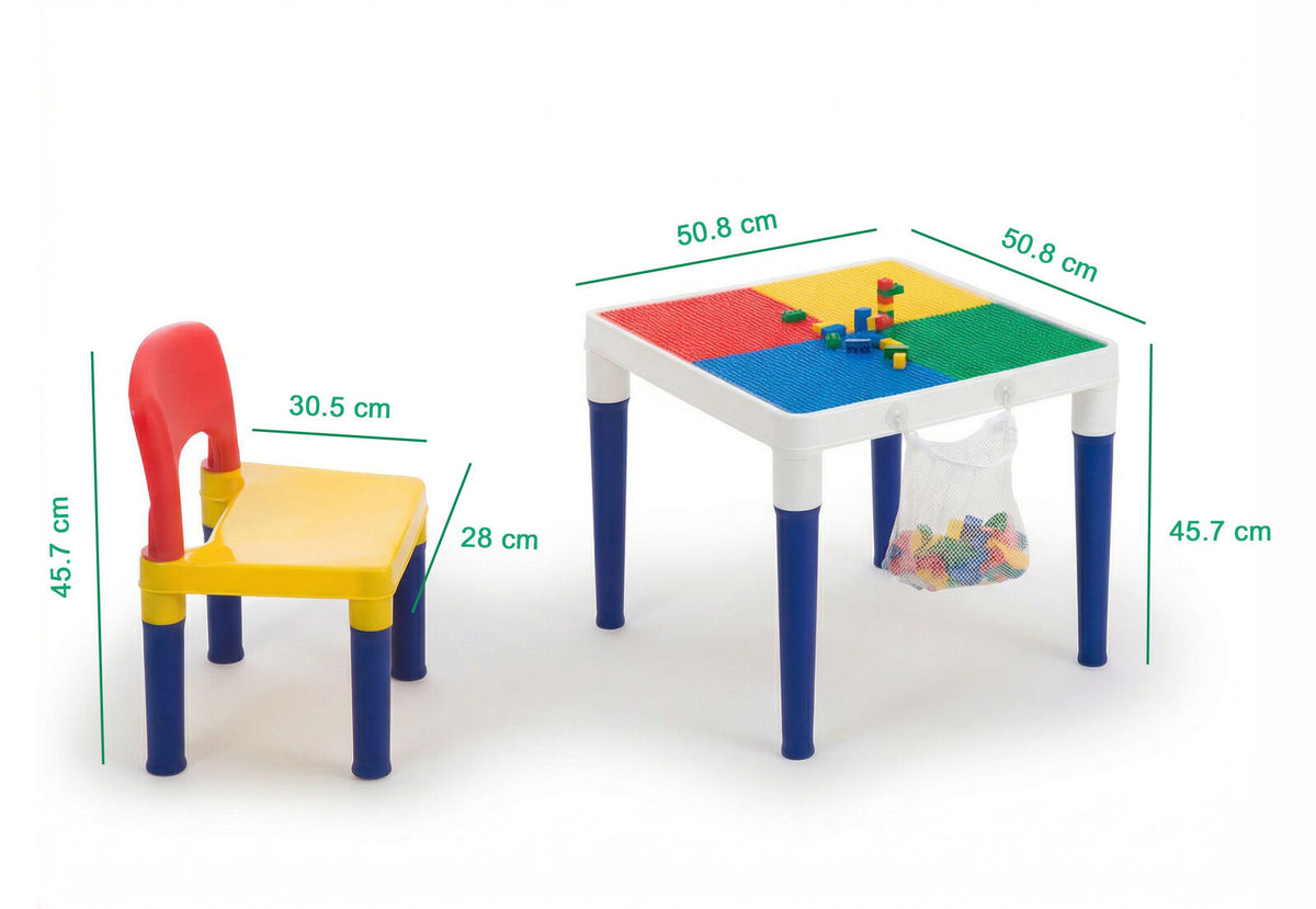 Children’s 2-in-1 Building Blocks Table & Chairs Set with 100 Blocks — product image 3 of 4