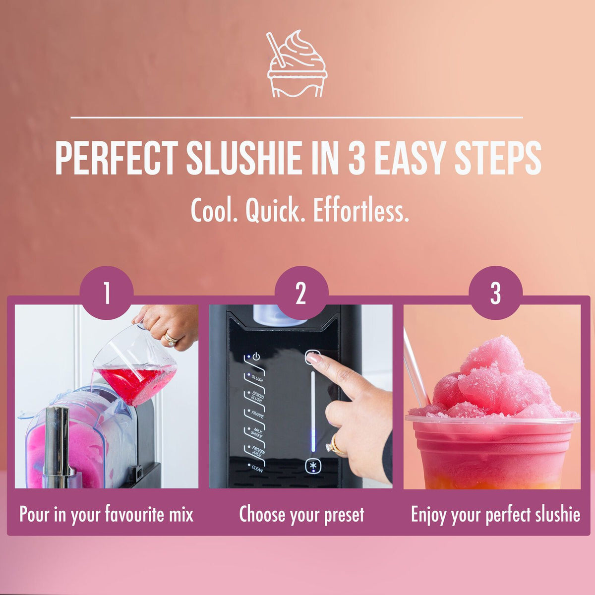 Healthy Choice 2 L 200 W Frozen Slushie Drink Maker with 5 Programs