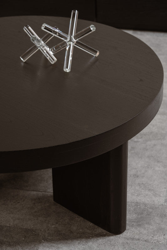 Apollo Round Solid Mindi Timber Coffee Table (Black)