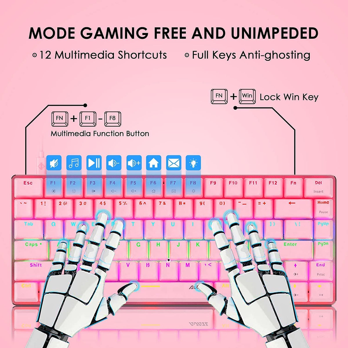 AK33 82 keys Compact Gaming Mechanical Keyboard with Anti-ghosting Keys for Game – product photo 3