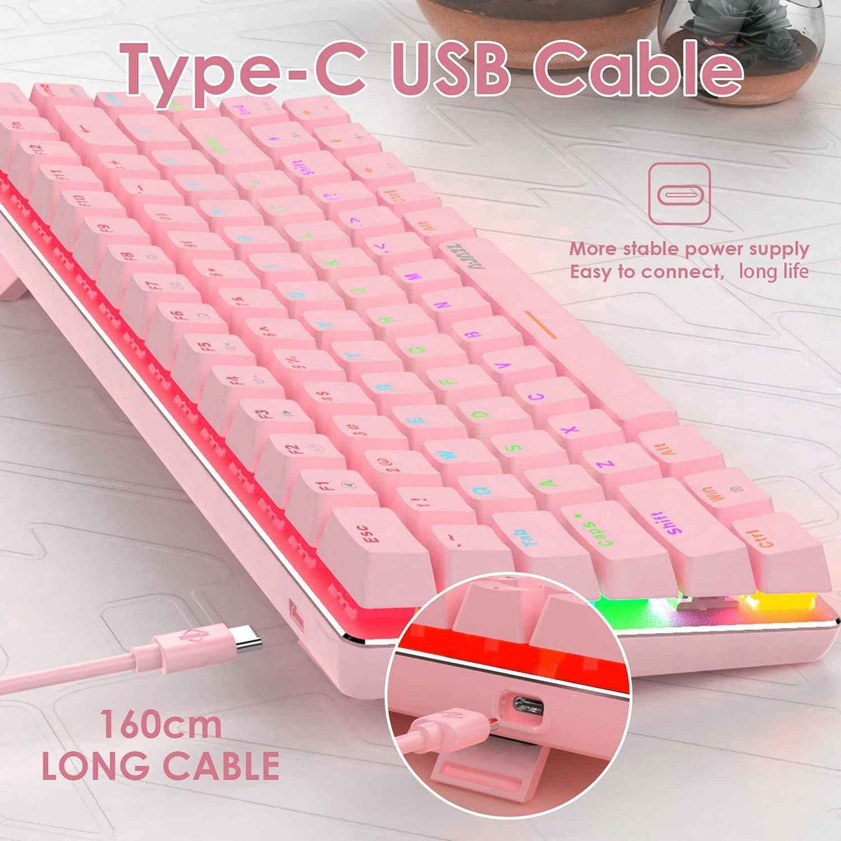 AK33 82 keys Compact Gaming Mechanical Keyboard with Anti-ghosting Keys for Game – product photo 5