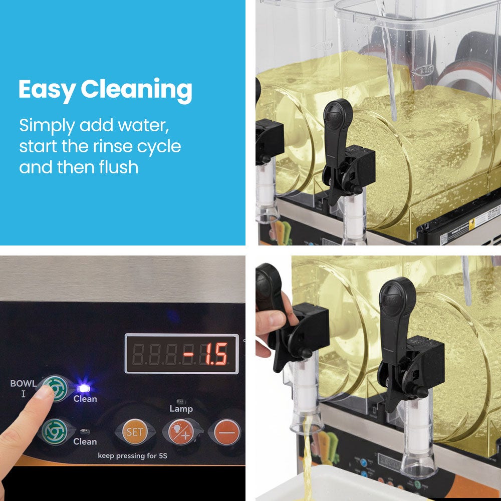 POLYCOOL 24L Double Tank Commercial Slush Machine, Digital Control Panel, SAA Approved, Juice and Frozen Slushy Maker
