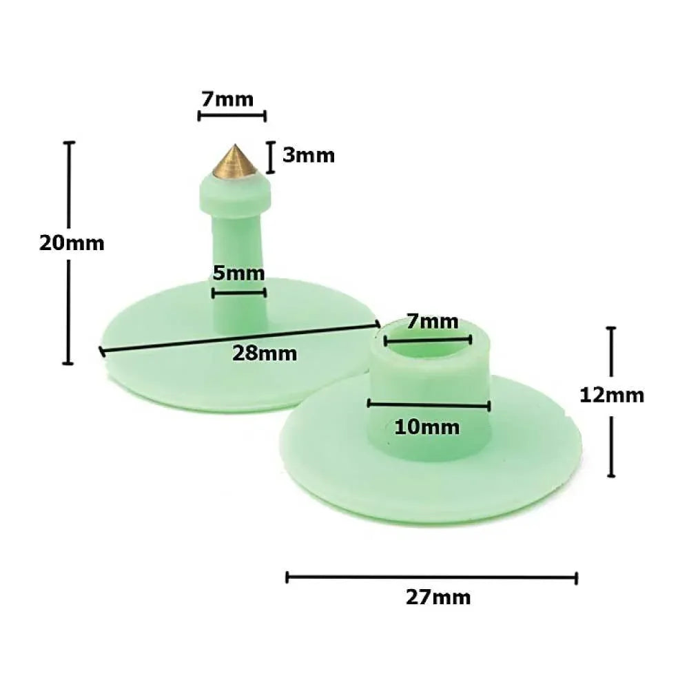 Blank Round Livestock Ear Tags with Pins, 100-Pack, Green