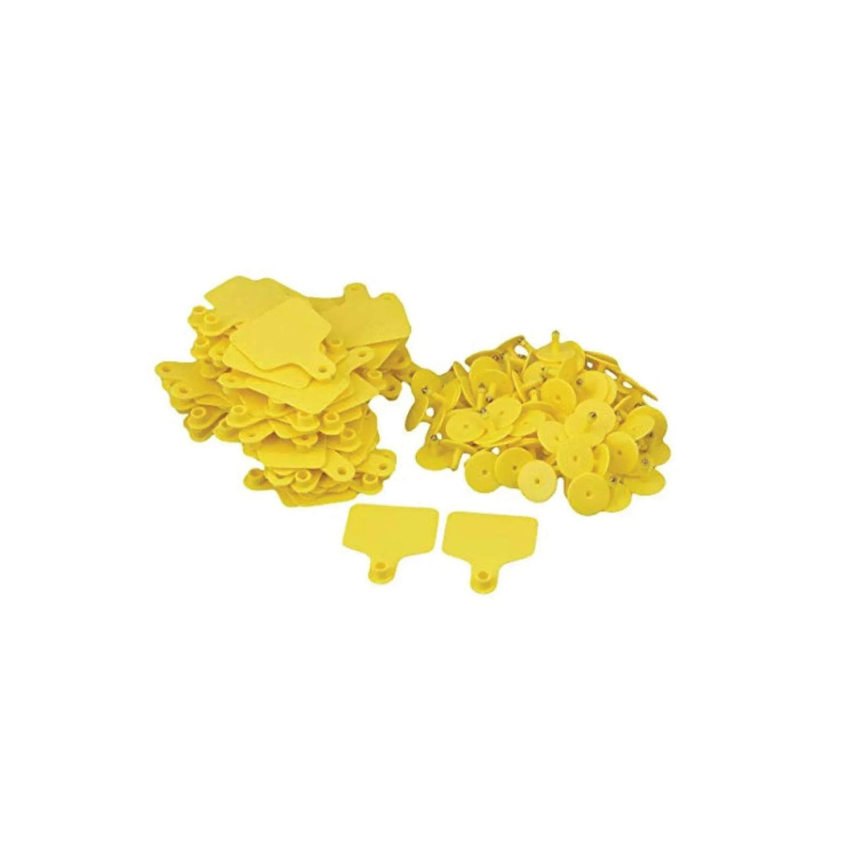 Blank Livestock Ear Tags with Pins, 100-Pack, Small Yellow, 5 × 4 cm