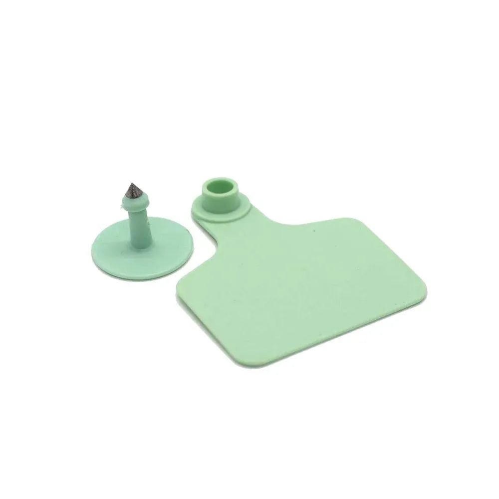 Blank Livestock Ear Tags with Pins, 100-Pack, Small Green, 5 × 4 cm