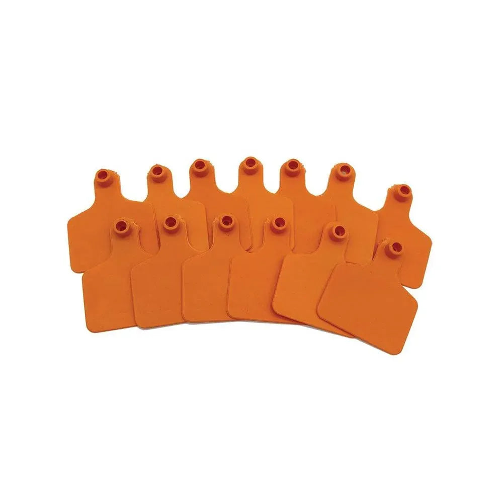 Blank Livestock Ear Tags, 100-Pack, Small Orange, 5 × 4 cm