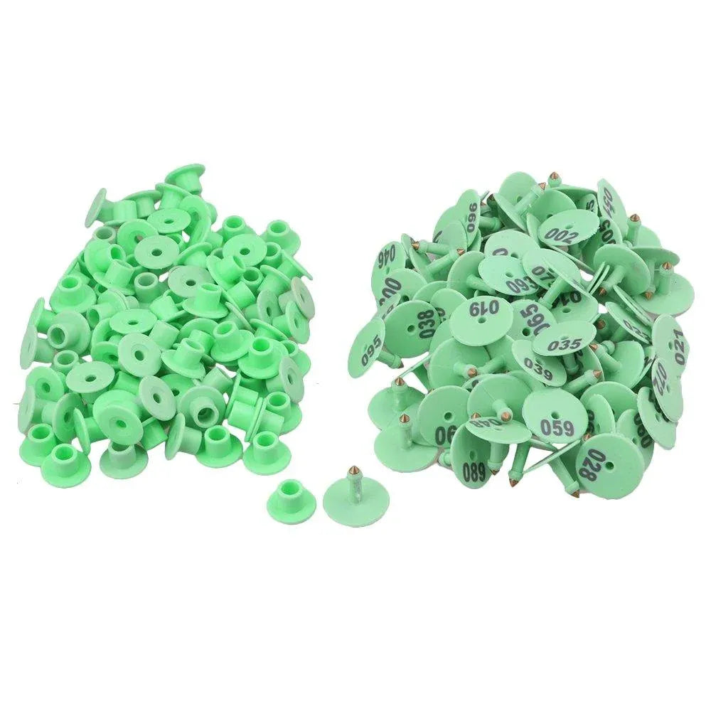 1-100 Cattle Number Ear Tags Set - Round Green Pig Sheep Goat Livestock Label — product image 1 of 6