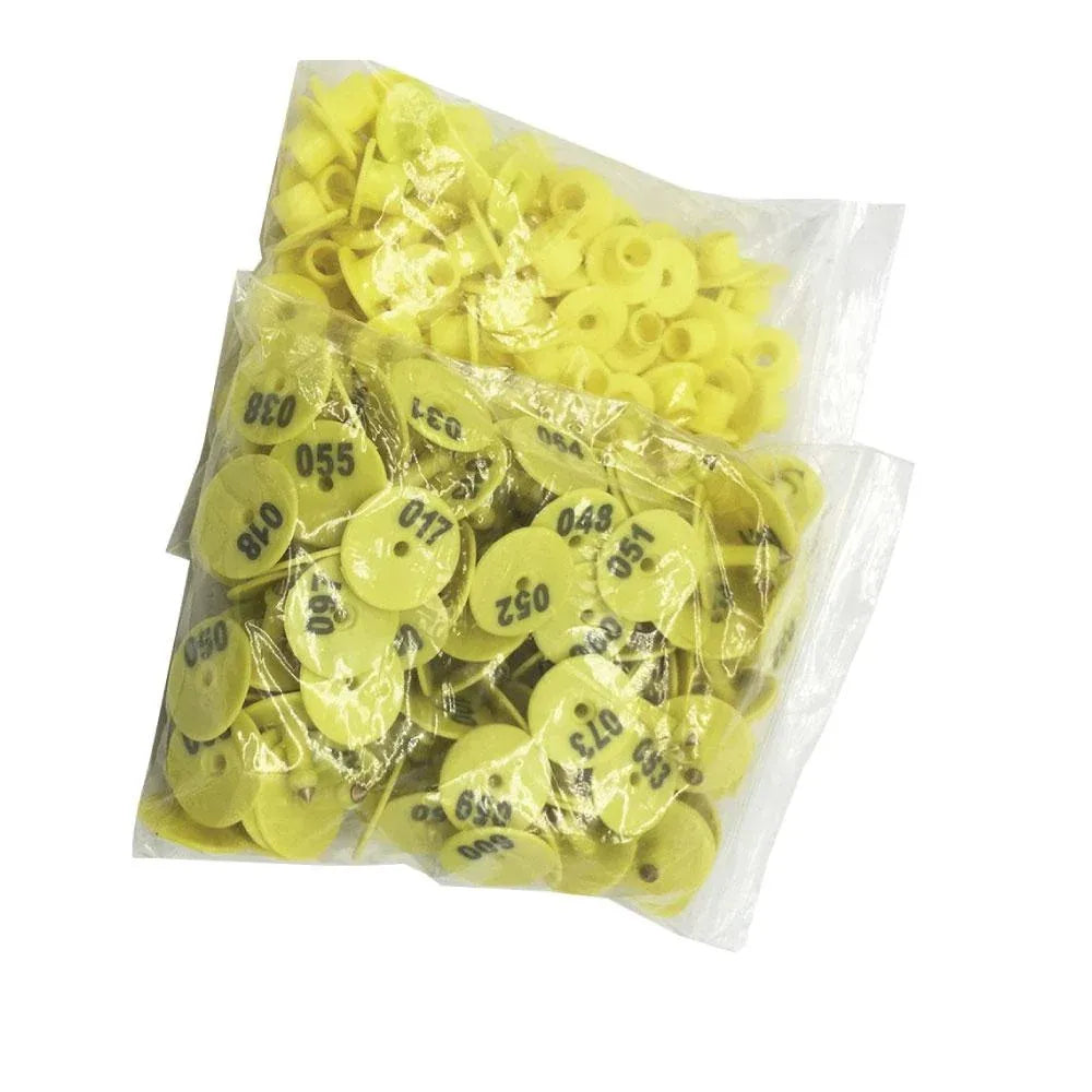 1-100 Cattle Number Ear Tags Set - Round Yellow Pig Sheep Goat Livestock Label — product image 2 of 5