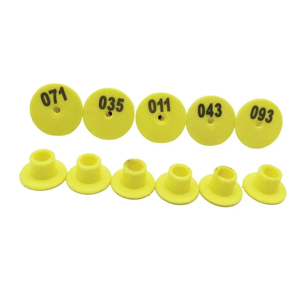 1-100 Cattle Number Ear Tags Set - Round Yellow Pig Sheep Goat Livestock Label — product image 3 of 5