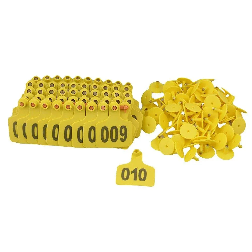 1-100 Cattle Number Ear Tags 5x4cm Set - Small Yellow Pig Goat Livestock Label — product image 1 of 6