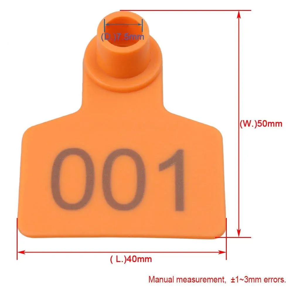1-100 Cattle Number Ear Tags 5x4cm Set - Small Orange Pig Goat Livestock Label — product image 2 of 6