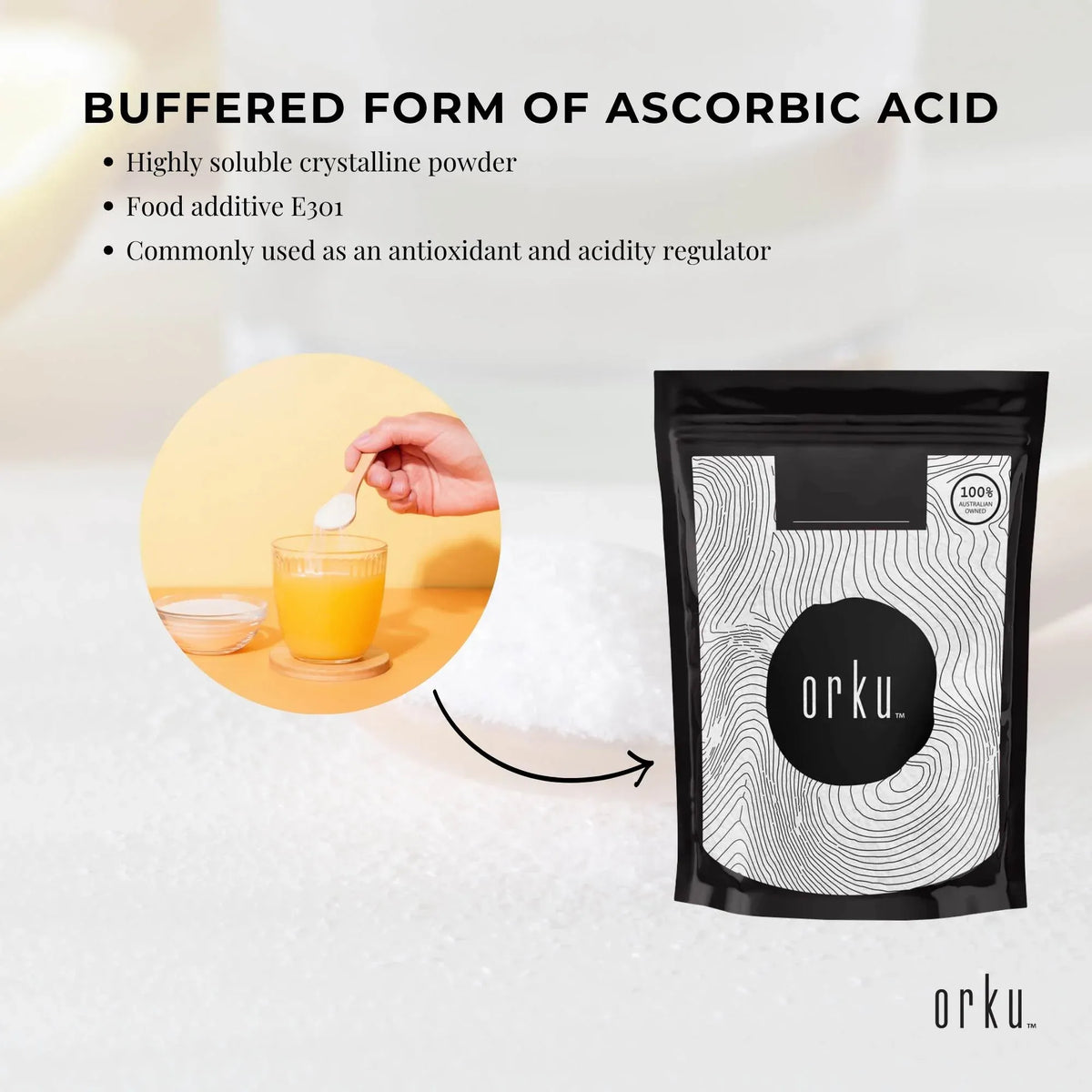 Orku 400g Sodium Ascorbate - High Purity Crystalline Powder Ingredient