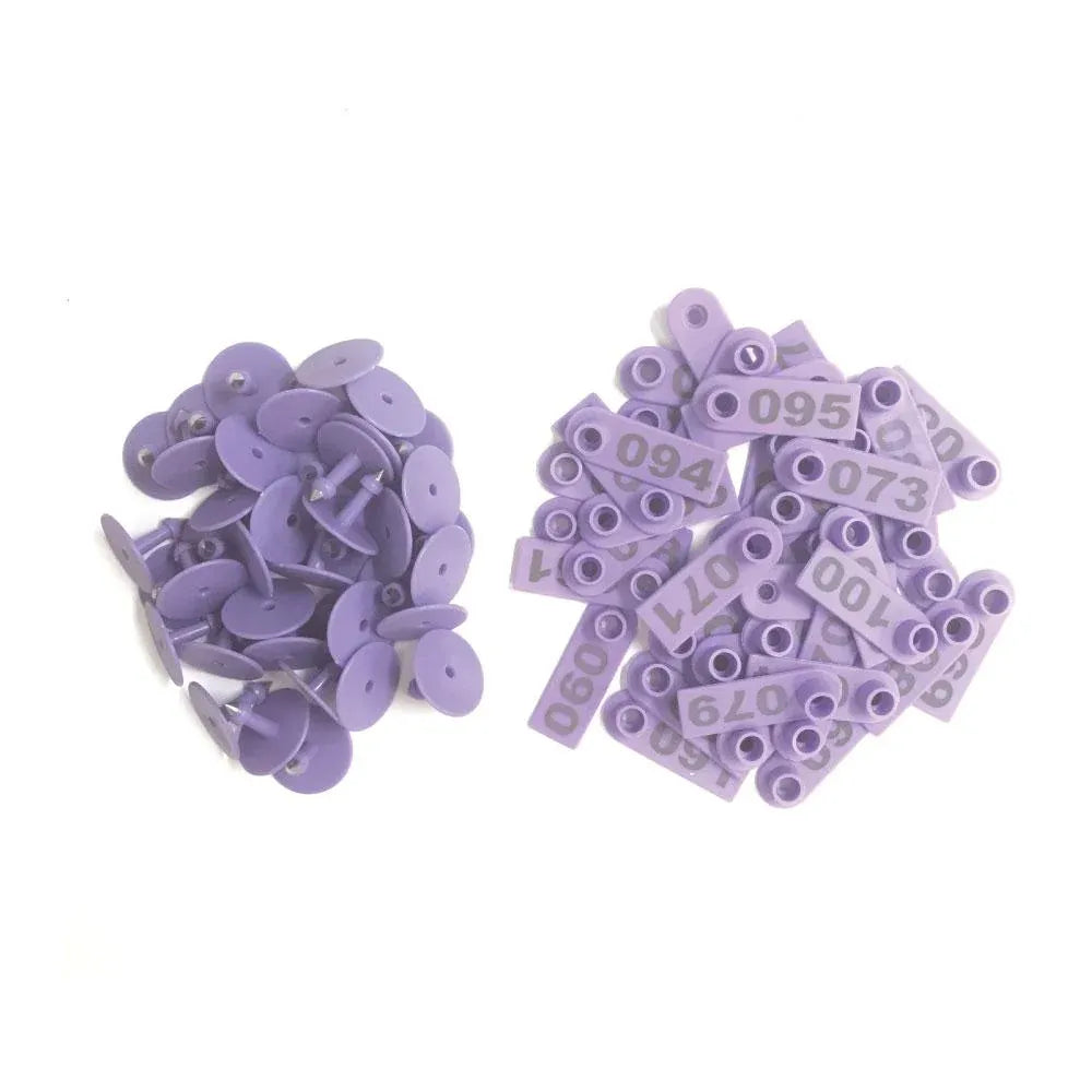 1-100 Cattle Number Ear Tags 5x2cm Purple Cow Sheep Pig Small Livestock Labels — product image 1 of 5