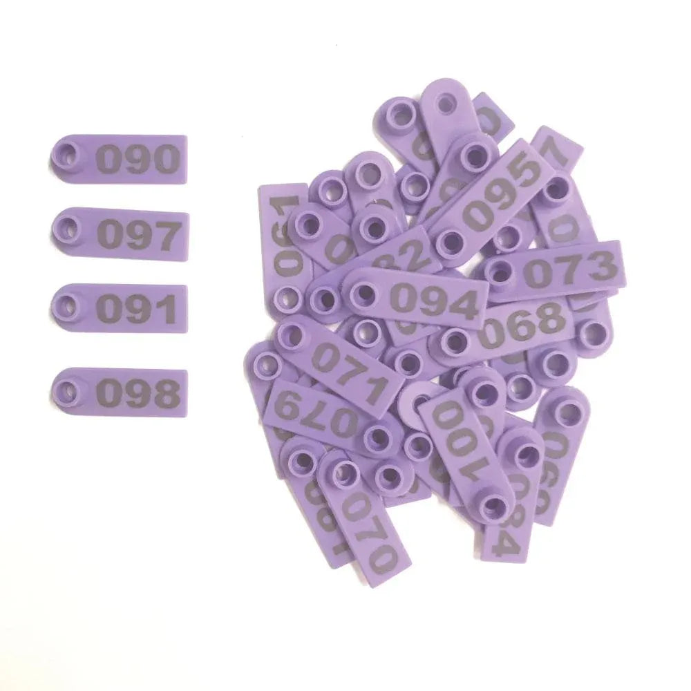1-100 Cattle Number Ear Tags 5x2cm Purple Cow Sheep Pig Small Livestock Labels — product image 3 of 5