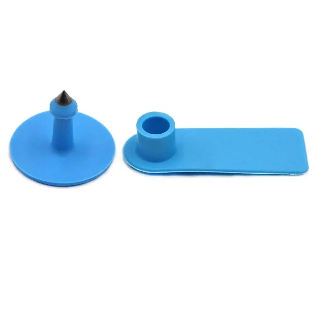 Blank Livestock Ear Tags with Pins, 100-Pack, Mini Blue, 5 × 2 cm