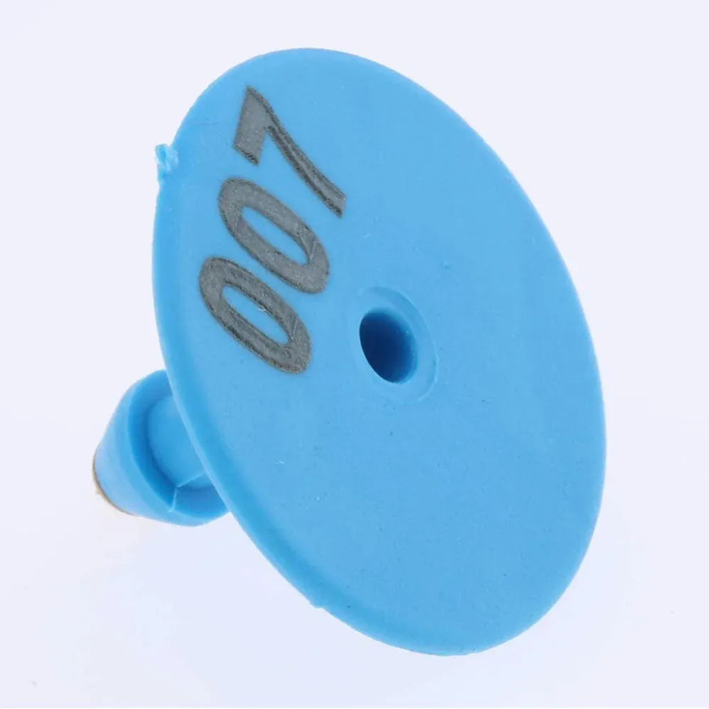 Numbered Round Livestock Ear Tags with Pins, 001–100, Blue
