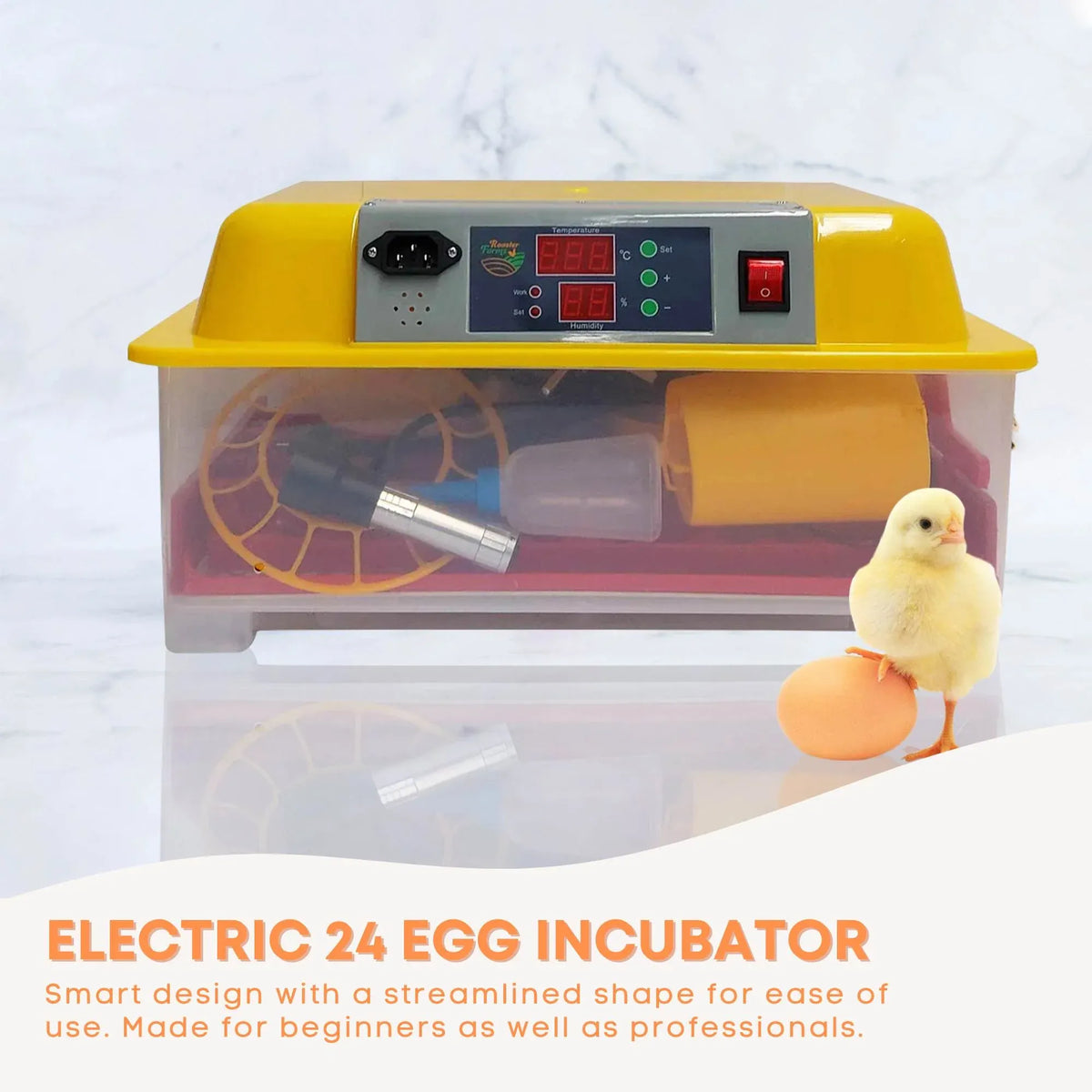 Rooster Farms Electric 24 Egg Incubator + Accessories for Chicken Quail Duck — product image 2 of 9