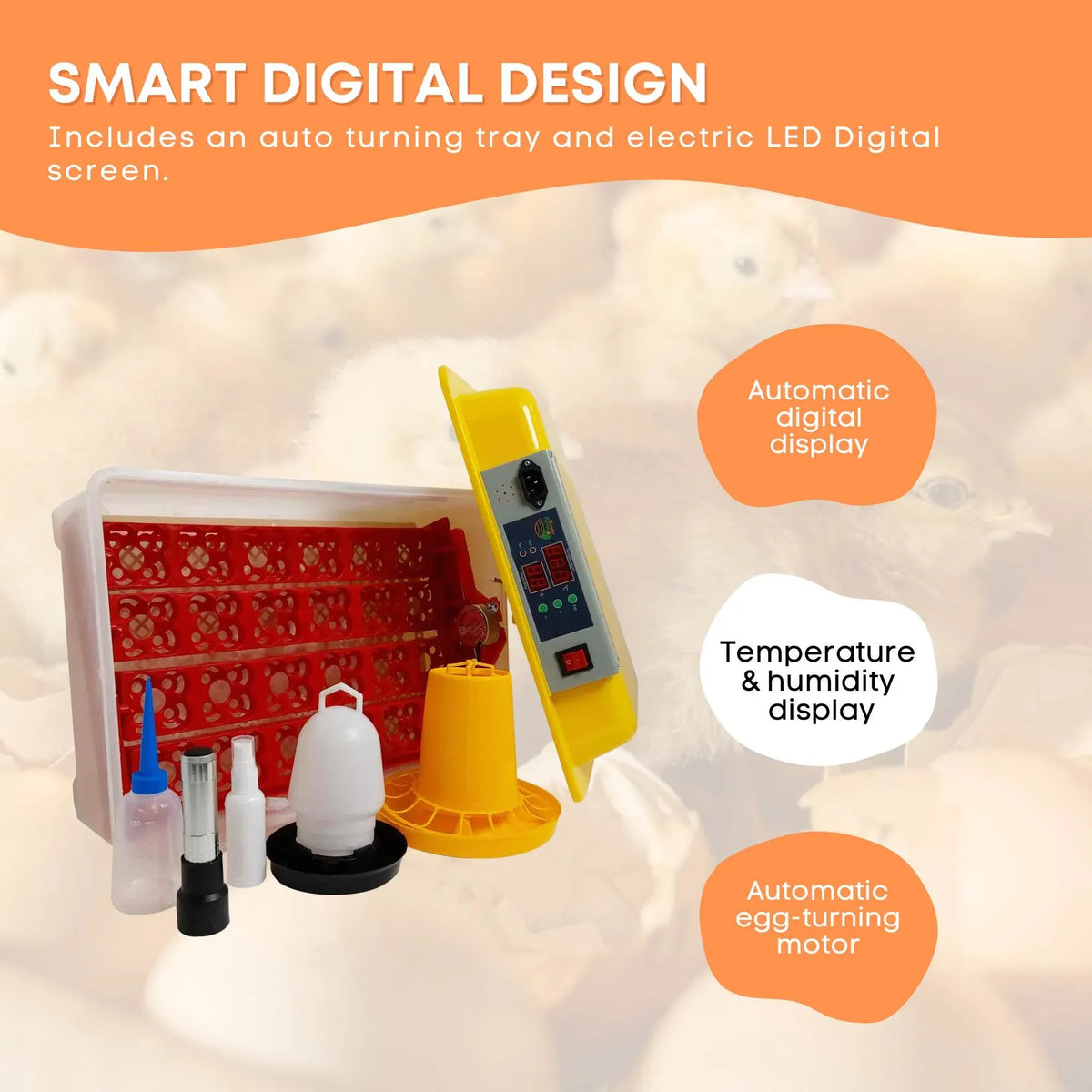 Rooster Farms Electric 24 Egg Incubator + Accessories for Chicken Quail Duck — product image 3 of 9