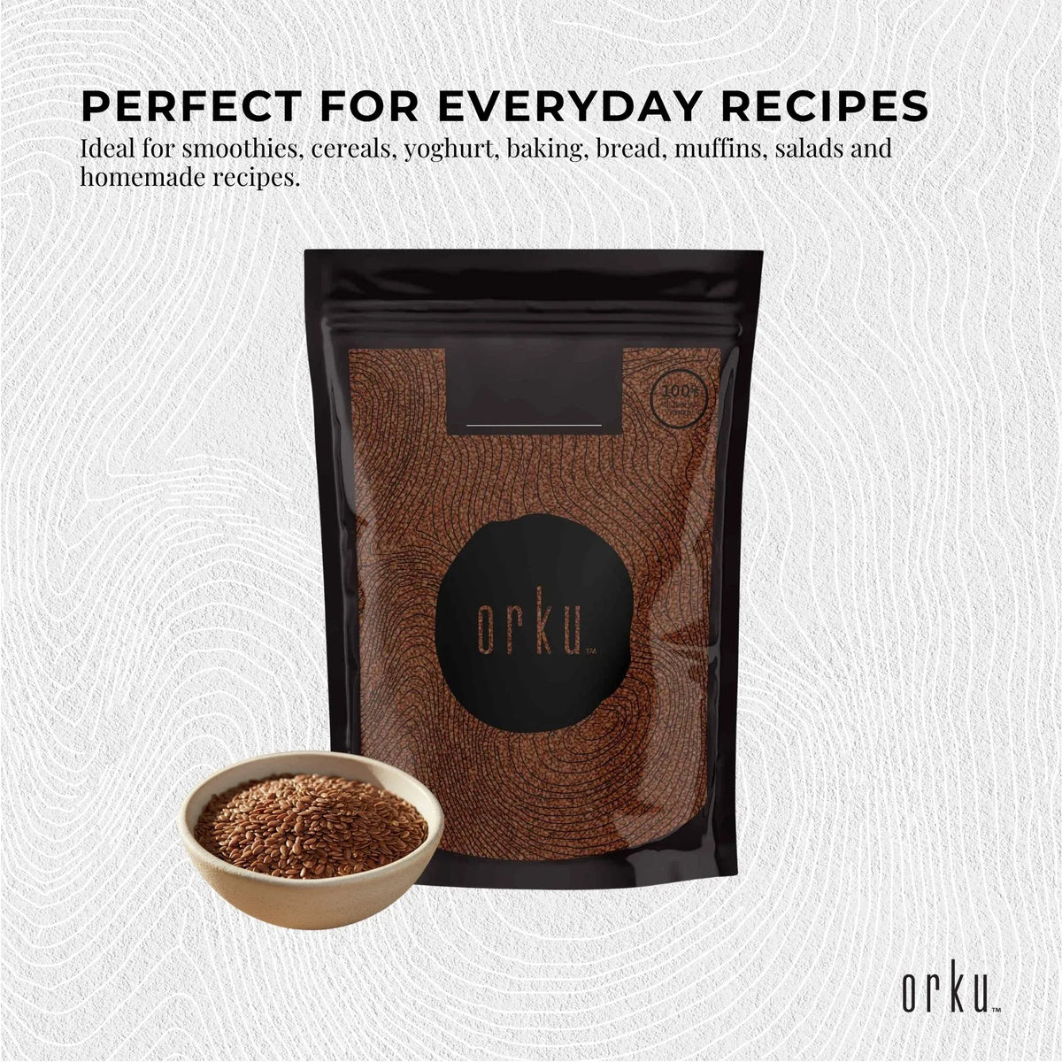 Orku 2Kg Organic Brown Linseed Flaxseed Whole Grain Non GMO