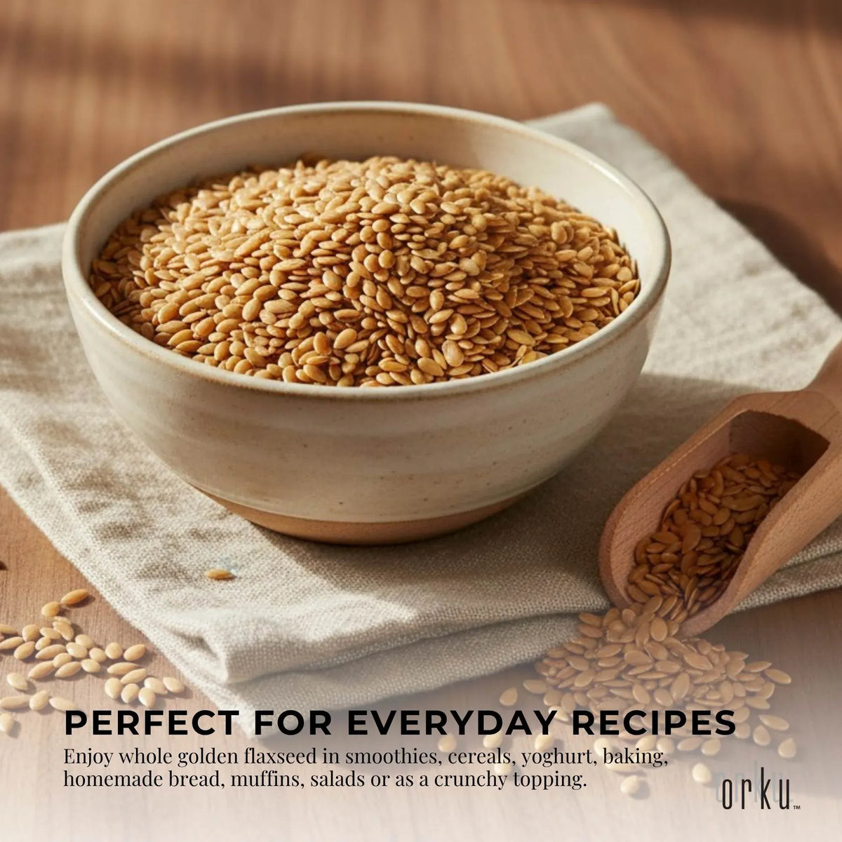Orku 1Kg Organic Golden Linseed Flaxseed Whole Grain Non GMO