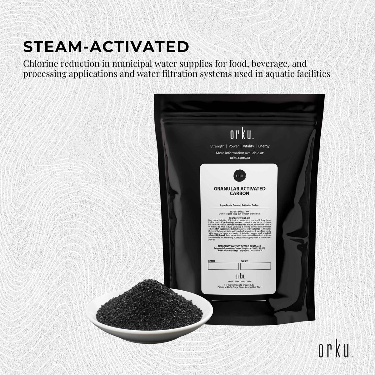 Orku 1Kg Granular Activated Carbon GAC Coconut Shell Charcoal Filtration Media - product image 3 of 6