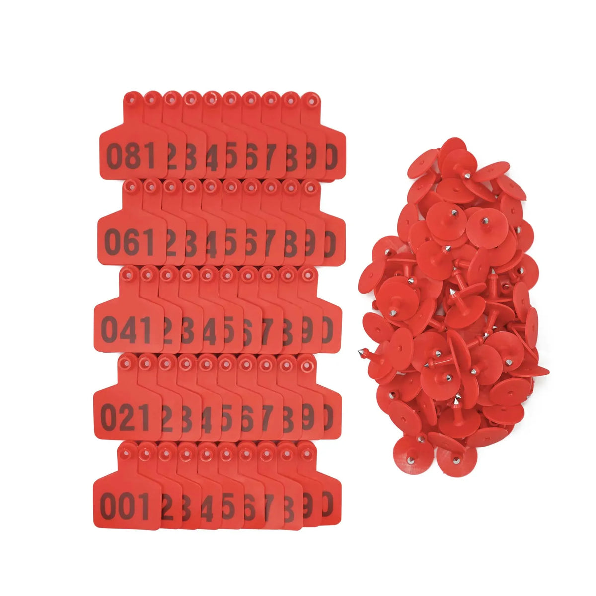 1-100 Cattle Number Ear Tags 5x4cm Set - Small Red Pig Goat Livestock Label — product image 1 of 6