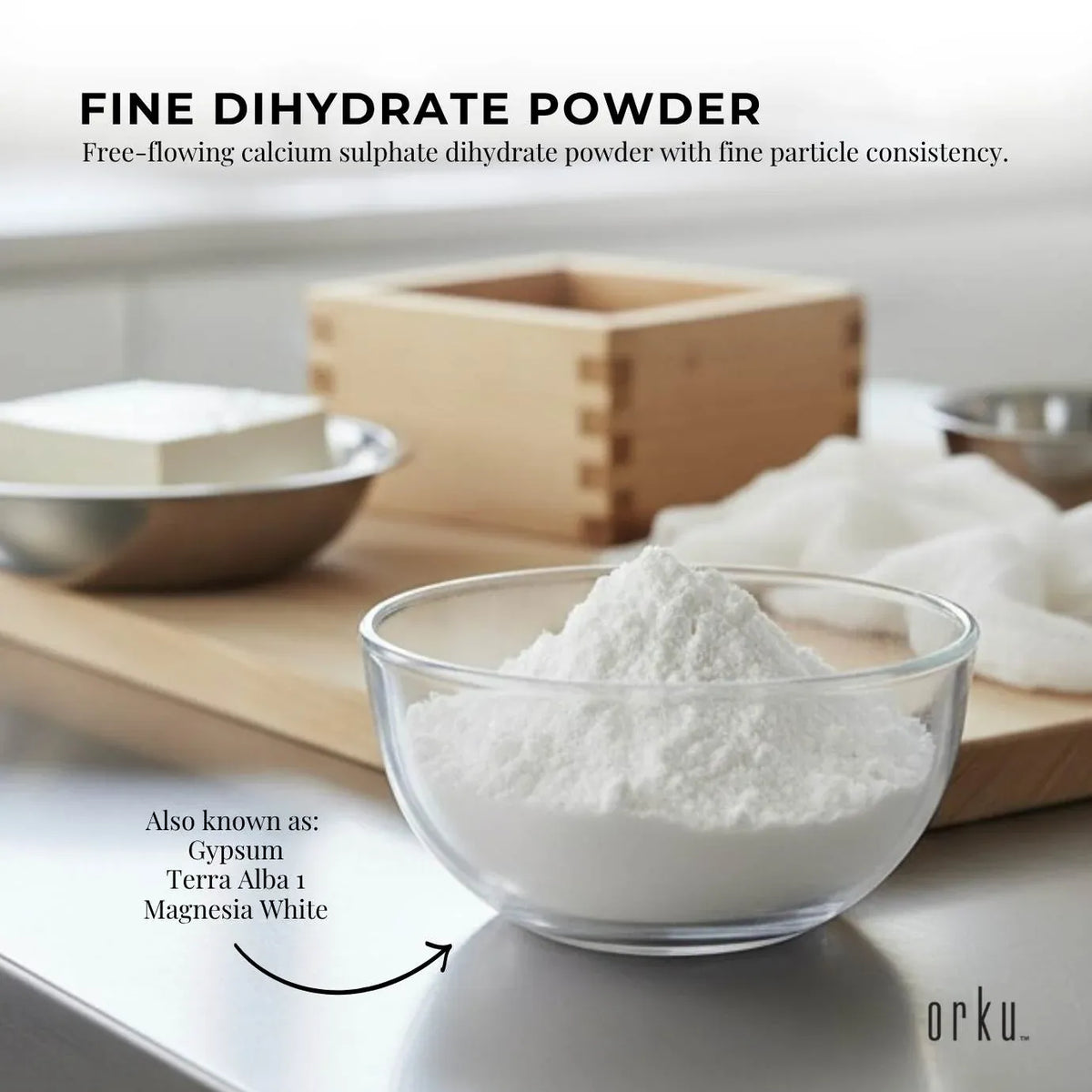 Orku 10Kg Fine Calcium Sulphate Gypsum Powder - Dihydrate Food Grade FCC E516 — product photo 3