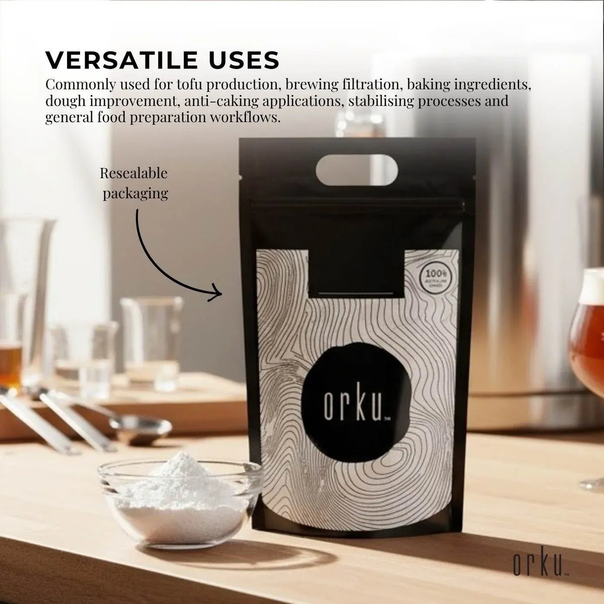 Orku 10Kg Fine Calcium Sulphate Gypsum Powder - Dihydrate Food Grade FCC E516 — product photo 4