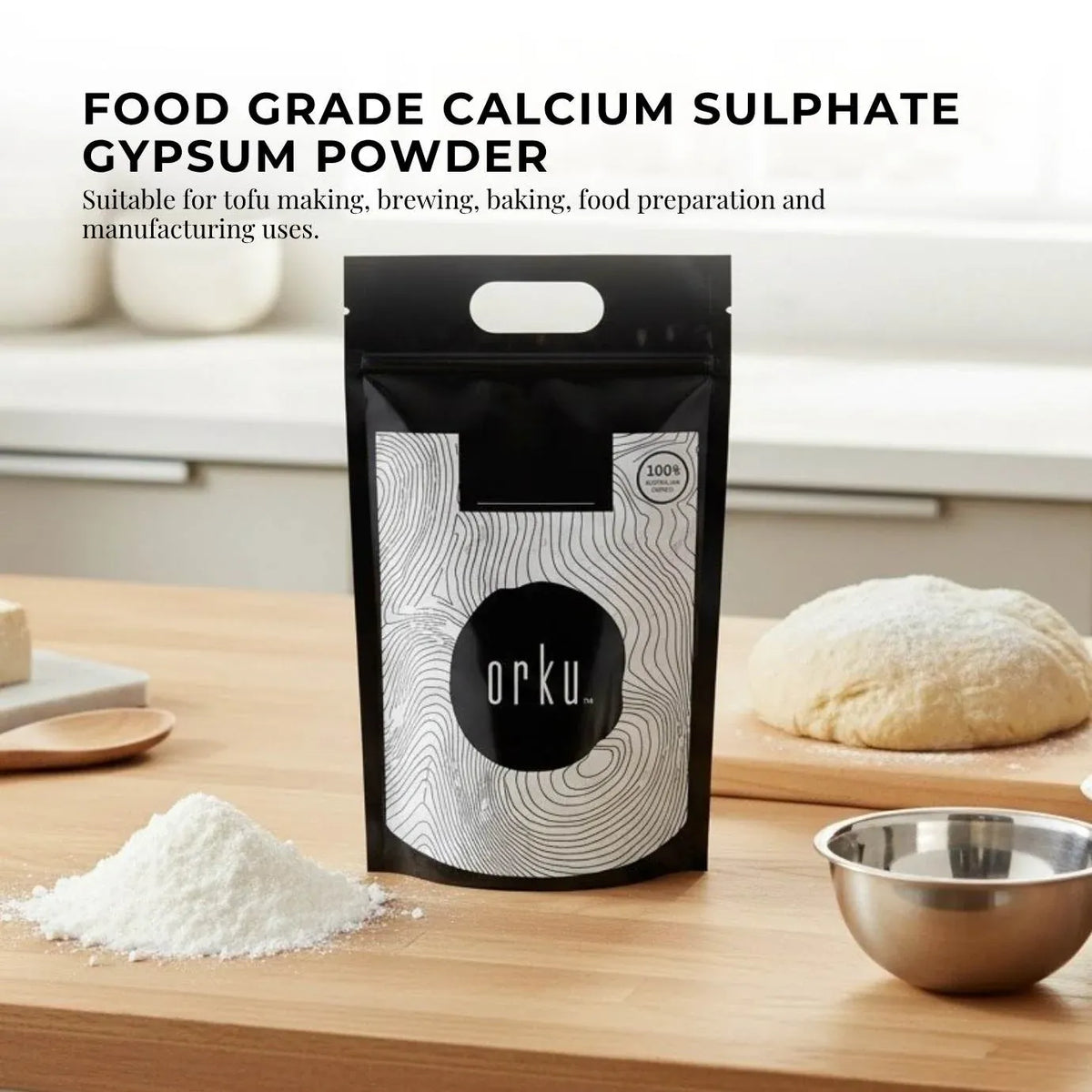 Orku 20Kg Fine Calcium Sulphate Gypsum Powder - Dihydrate Food Grade FCC E516 — product photo 2