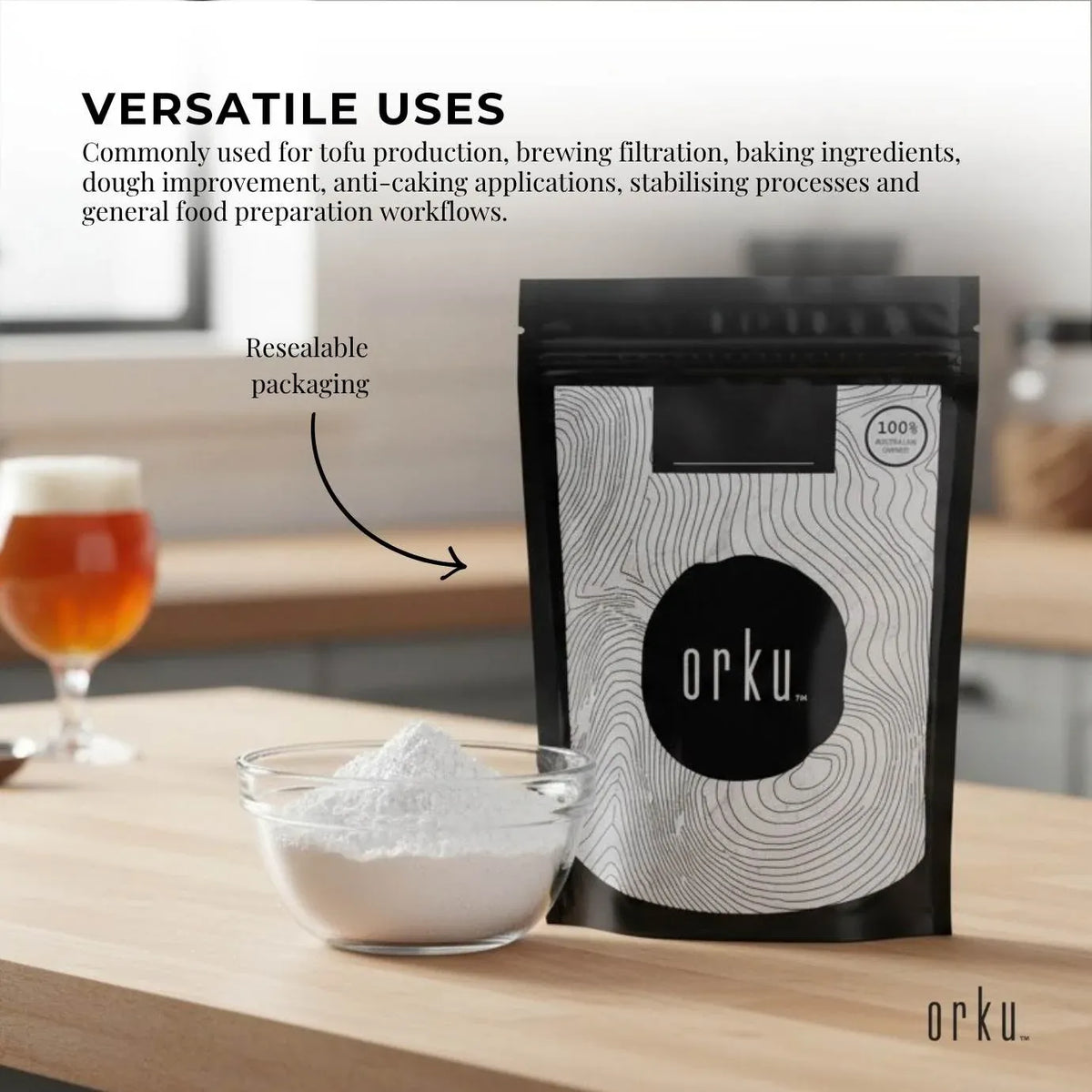 Orku 100g Fine Calcium Sulphate Gypsum Powder - Dihydrate Food Grade FCC E516 — product photo 4